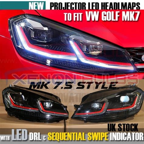 Headlamps Golf Mk Mk Drl Bi Xenon Red Gti Daytime Running Lights