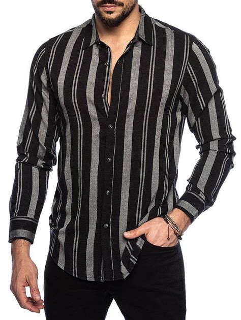 [34 Off] 2021 Vertical Striped Button Up Long Sleeve Shirt In Gray