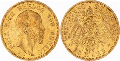 Anhalt 20 Mark Gold 1901 A Friedrich I 1871 1904 Sehr schön