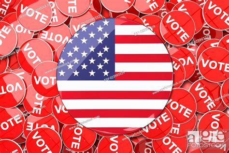 American Flag Button Against Vote Button Stock Photo Picture And Low