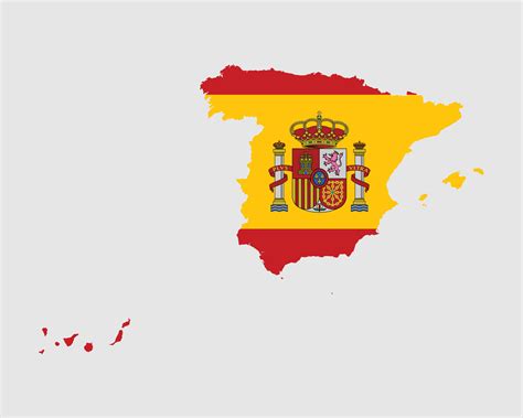 Spain Flag Map. Map of the Kingdom of Spain with the Spanish country