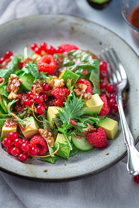 Summer Berry Cucumber And Walnut Salad With Raspberry Balsamic