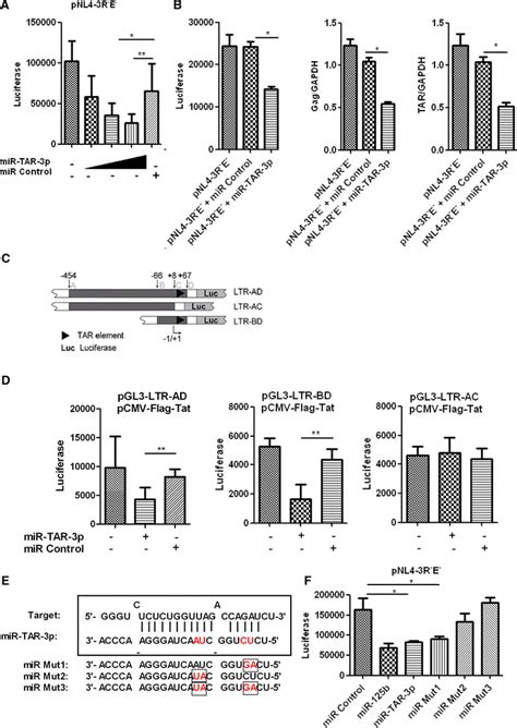 Effects Of Mir Tar P Mimic On Hiv Transcription A Hek T Cells