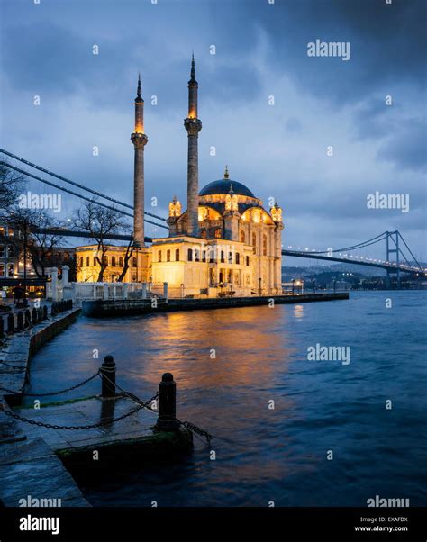 Exterior Of Ortakoy Mosque And Bosphorus Bridge At Night Ortakoy