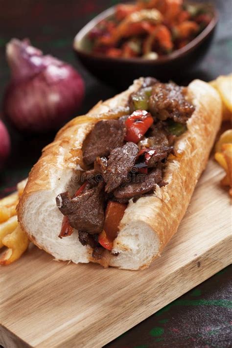 Philly steak sandwich stock image. Image of cheesesteak - 100990341