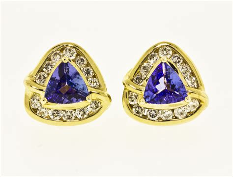 K Yellow Gold Ctw Diamond Ct Tanzanite Earrings At Tanzanite