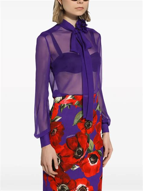 Dolce Gabbana Pussy Bow Silk Chiffon Blouse Farfetch