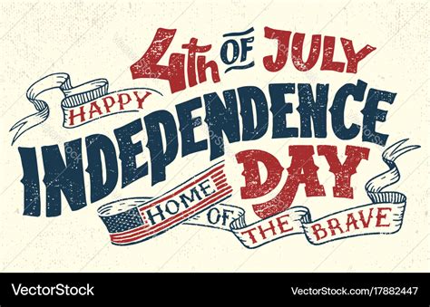 Happy Fourth July Hand Lettering Greeting Card Vector Image