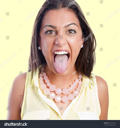 Pretty Woman Showing Her Tongue Stockfoto 157207319 Shutterstock