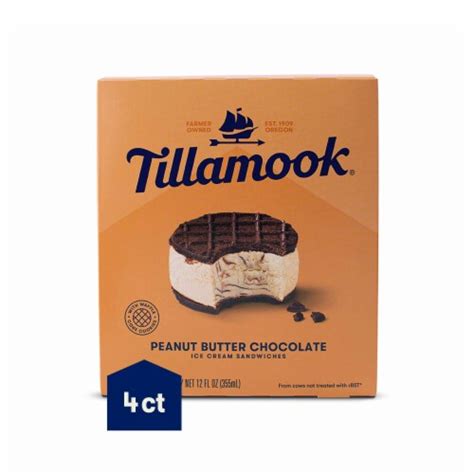 Tillamook Peanut Butter Chocolate Ice Cream Sandwiches 4 Ct Ralphs