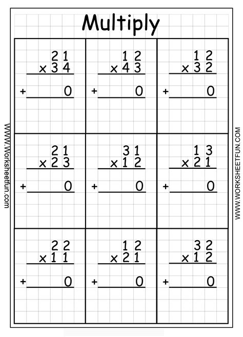 Multiplication 3 Digit By 2 Digit Worksheet