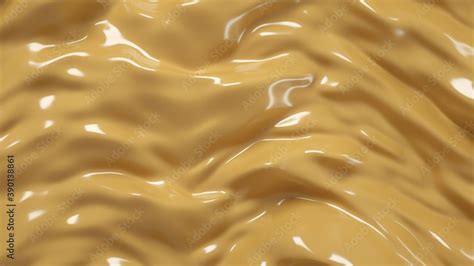 Yellow Mustard Cream Nude Organic Smooth Dark Beige Color Plastic 3d Render Abstract Wave