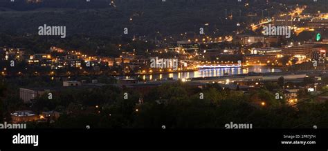 Sherbrooke city at night, downtown cityscape in Quebec Canada Eastern ...