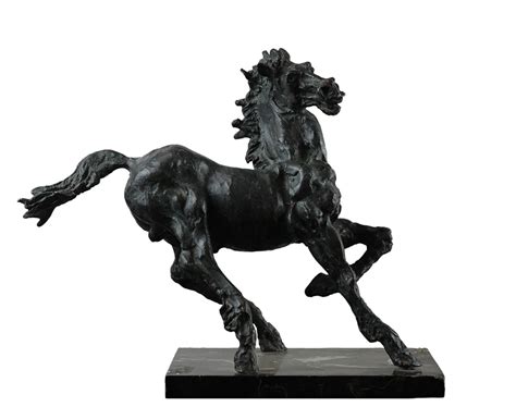 AUGUSTO MURER Cavallo Scultura In Bronzo Con Base Di Marmo Anno 1980