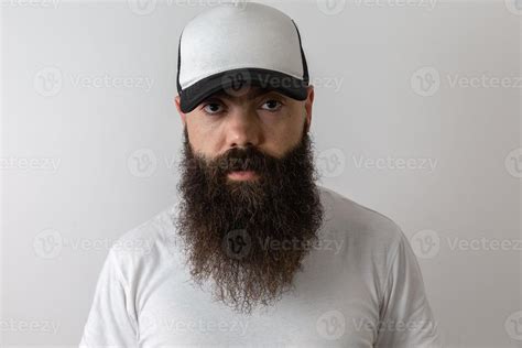 Hipster Handsome Male Model With Beard Baseball Cap With Space For Your Logo 7561445 Stock