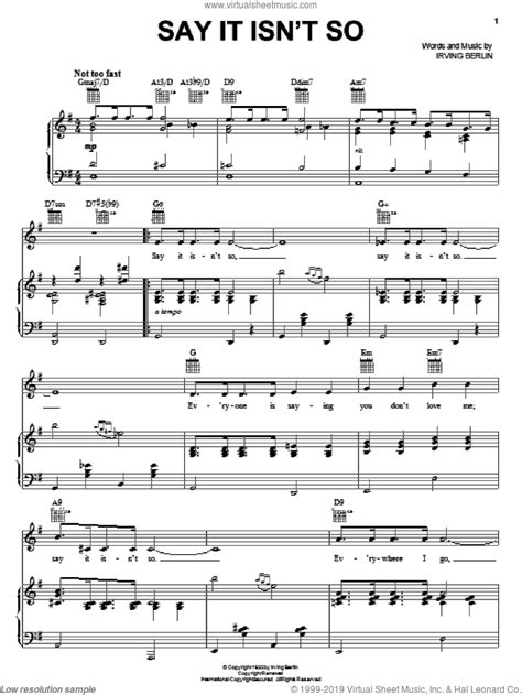 Say It Isn T So Sheet Music For Voice Piano Or Guitar Pdf