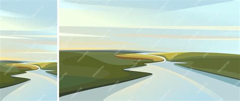 premium vector set  natural sceneries  vertical  horizontal