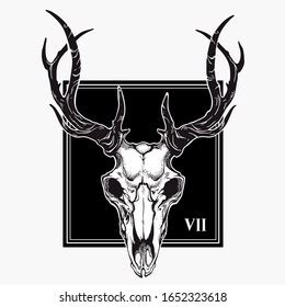 Sketch Antelope Skull Tribal Arrows Boho Stock Vector Royalty Free