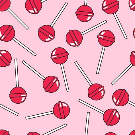 Premium Vector Cartoon Pink Lollipops Seamless Pattern