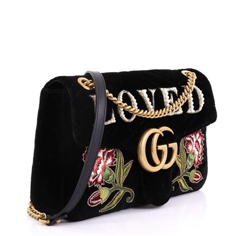 Gucci Gg Marmont Flap Bag Embroidered Matelasse Velvet Medium At 1stdibs