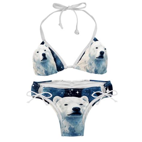 Starry Polar Bear Stylish Swim Suits Bikini Set Detachable Sponge