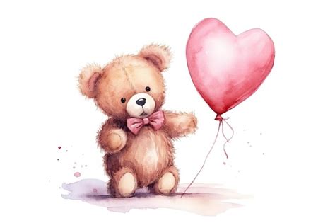 Ensemble D Ours En Peluche Mignon Tenant Un Coeur Rose Peint L