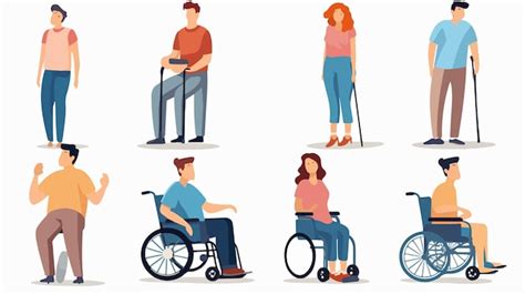 Cartoon Vector Illustration Of Disabled People Set Design Premium Ai