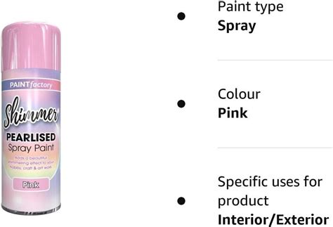 Paint Factory Shimmer Pearlised Spray Paint Pink Ml Ebay