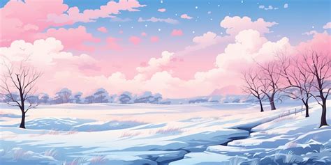 Premium AI Image | winter background in anime style