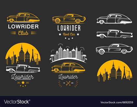 Set vintage lowrider logo badge and sign Vector Image