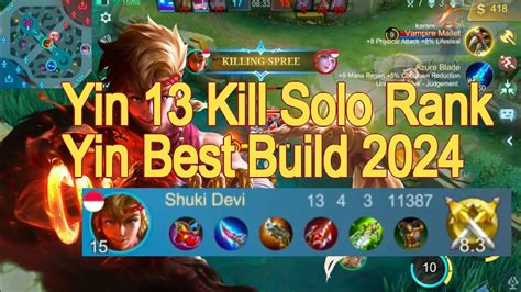 Yin Best Build Solo Rank Kill Build Yin Tersakit Yin One