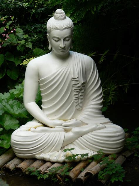 White Zen Buddha Statue Wall Mural – WallMonkeys.com