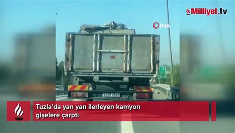 Tuzlada yan yan ilerleyen kamyon gişelere çarptı Dailymotion Video