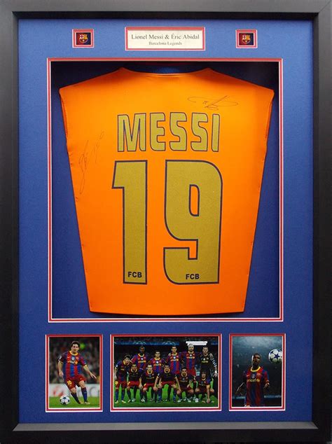 Framed Lionel Messi Eric Abidal Signed Barcelona Shirt Charity Frames