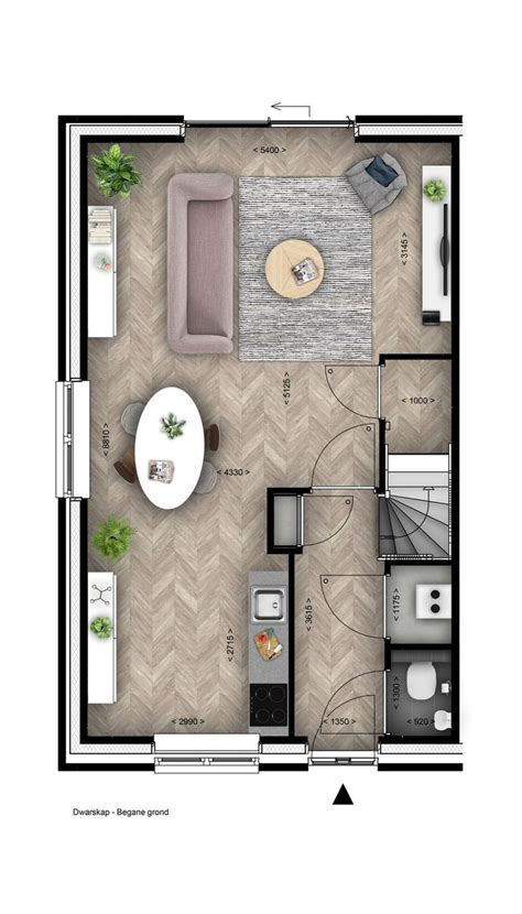 Compact Apartment Floor Plan With Open Kitchen