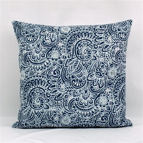 Navy Blue Paisley Throw Pillow Cover Navy Blue Pillow Cover Navy