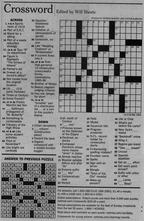 Free Printable Nytimes Crossword Puzzles - Printable Activities