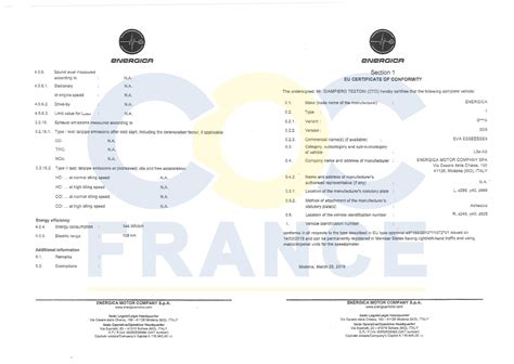 Certificat Conformit Europ En Pour V Hicule Particulier