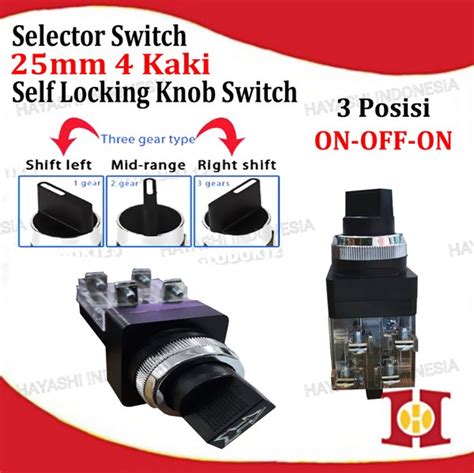 Jual Selector Switch 25mm 2 3 Posisi 1 2 NO NC 2 4 Kaki On Off On Di