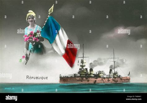 1st Rank French Pre Dreadnought Battleship The Republique Stock Photo