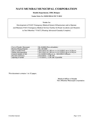 Fillable Online Nmmc Maharashtra Etenders FACC Tender For Dev O