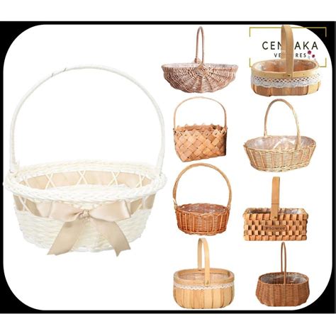 Flower Rattan Bamboo Oval Wicker Woven Weaving Basket Bakul Hantaran