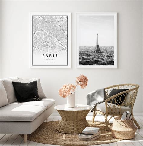 Paris Map Print Printable Map Of Paris City Map Art Paris | Etsy