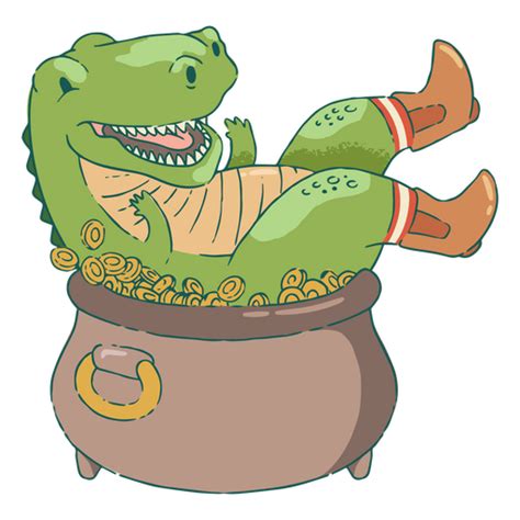 Design Png E Svg De Crocodilo Sentado Em Um Pote De Dinheiro Para Camisetas