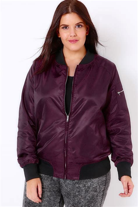 Dark Purple Satin Bomber Jacket Plus Size 16 To 36