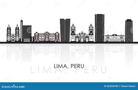 Silhouette Skyline Panorama of City of Lima, Peru Stock Vector ...