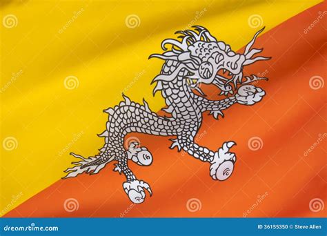 Vlag Van Bhutan Stock Foto Image Of Reis Draak Aziatisch