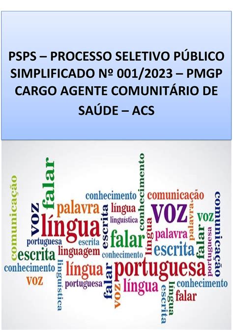 Apostila Lingua Portuguesa Psps Acs Psps Processo Seletivo P