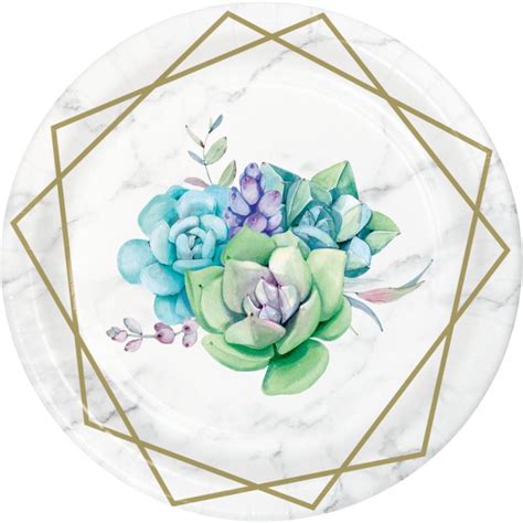 Geometric Succulent Floral 7 Inch Paper Plates Party At Lewis Elegant