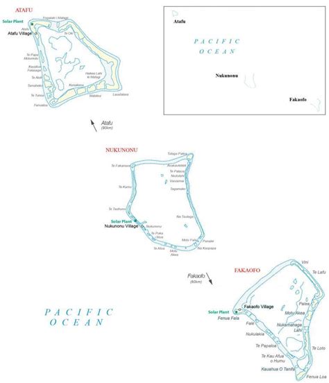 Map of Tokelau - Atolls and Villages - GIS Geography